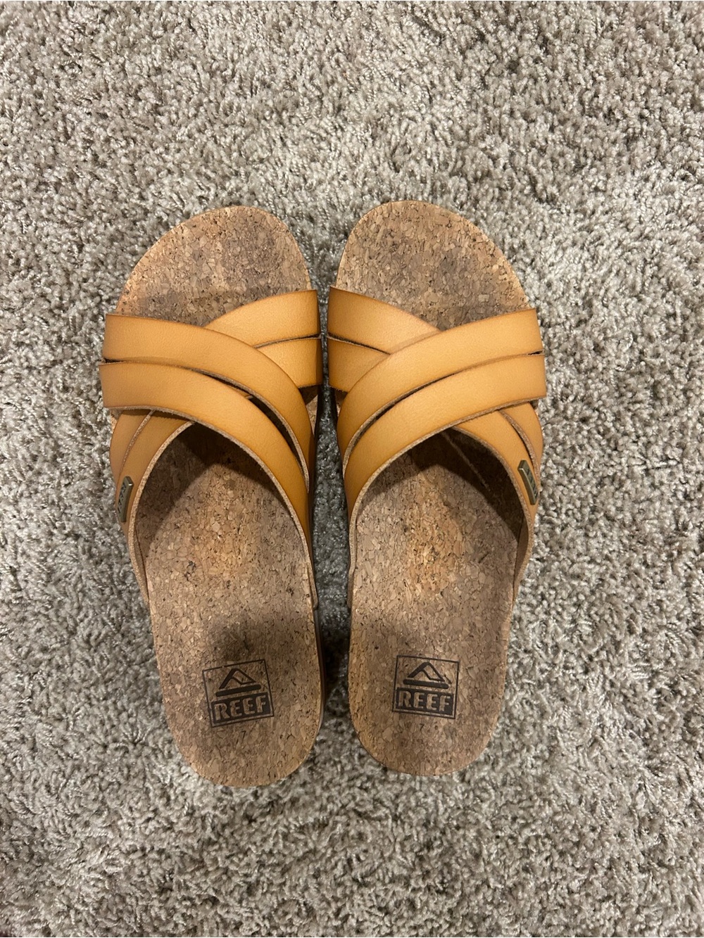 Reef Women's Yellow Crisscross Cork Slide Sandals - Picture 3 of 5